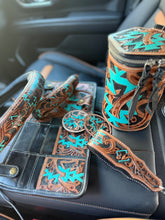 Load image into Gallery viewer, Aztec Tooled Leather Car Accessories Bundle 15” Standard
