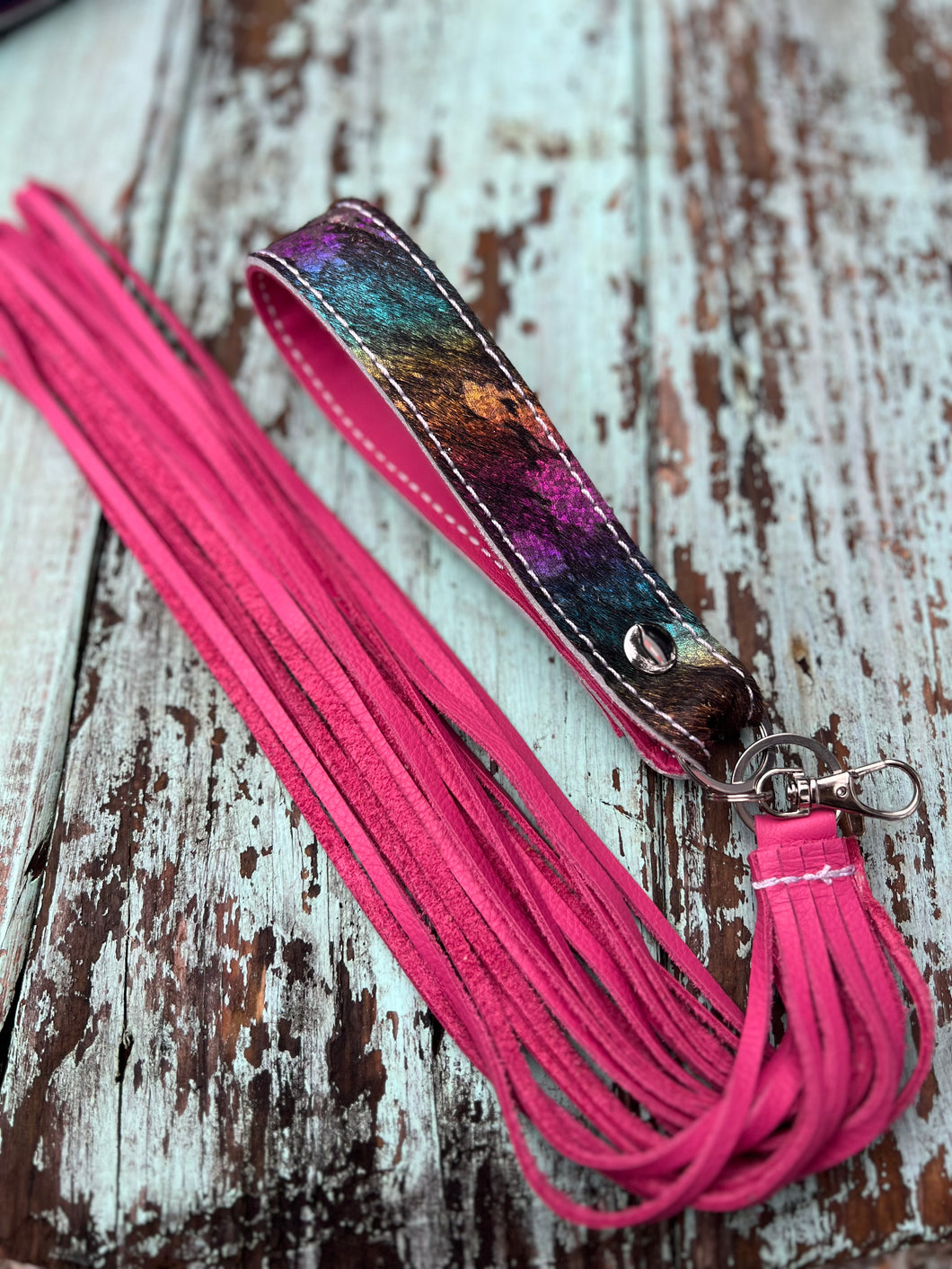 Pink Rainbow Cowgirl keychain