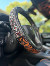 Load image into Gallery viewer, The Western Mosaic Dark Steering Wheel Cover 15” Standard
