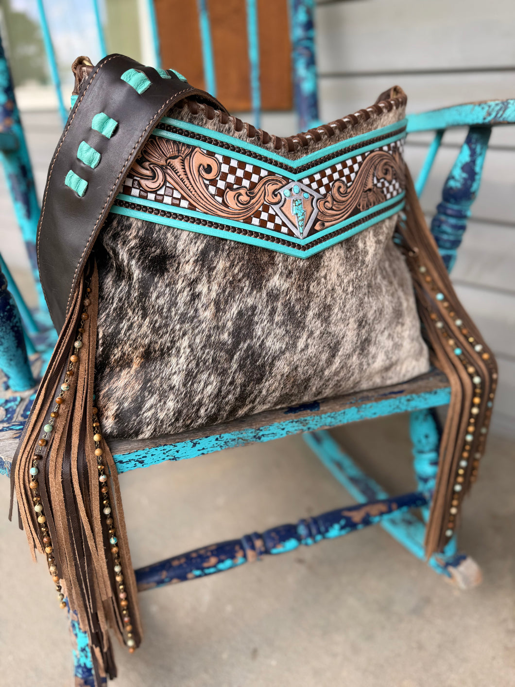 Turquoise Checkered Lighting Bolt Dutton-CC