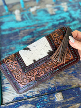 Load image into Gallery viewer, Turquoise Dot Large Zippered Wallet
