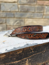 Load image into Gallery viewer, Blue Sky Tooled Belt
