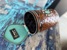 Load image into Gallery viewer, Western Turquoise Tooled Sunglass Case
