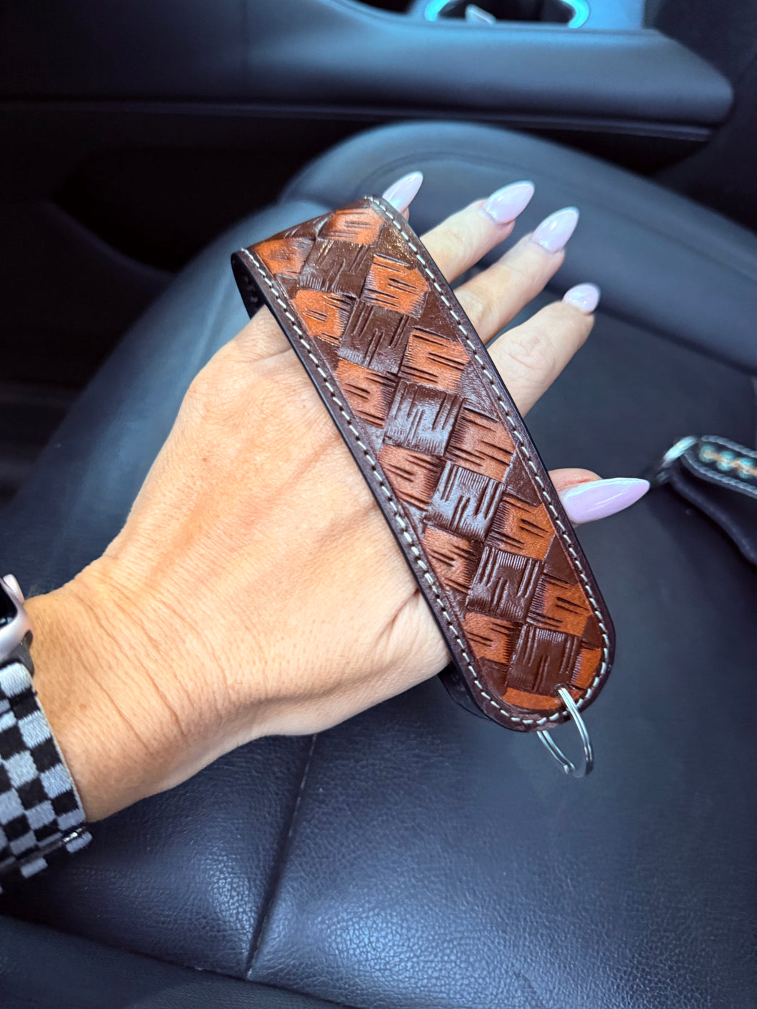 Neutral Checkered Tool Keychain