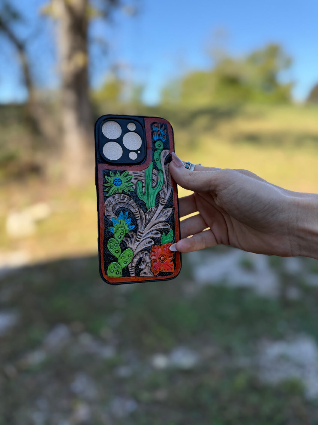 Cactus Tooled Phone Case