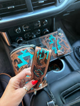 Load image into Gallery viewer, Aztec Tooled Leather Car Accessories Bundle 15” Standard
