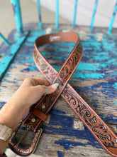 Load image into Gallery viewer, Leopard Floral Tooled Belt
