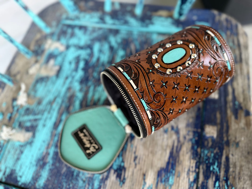 Western Turquoise Tooled Sunglass Case