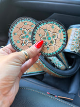 Load image into Gallery viewer, Floral Blossom Tooled Leather Car Accessories Bundle 15” Standard
