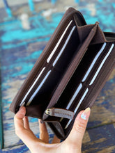 Load image into Gallery viewer, Turquoise Dot Large Zippered Wallet
