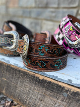 Load image into Gallery viewer, Aztec Tooled Belt
