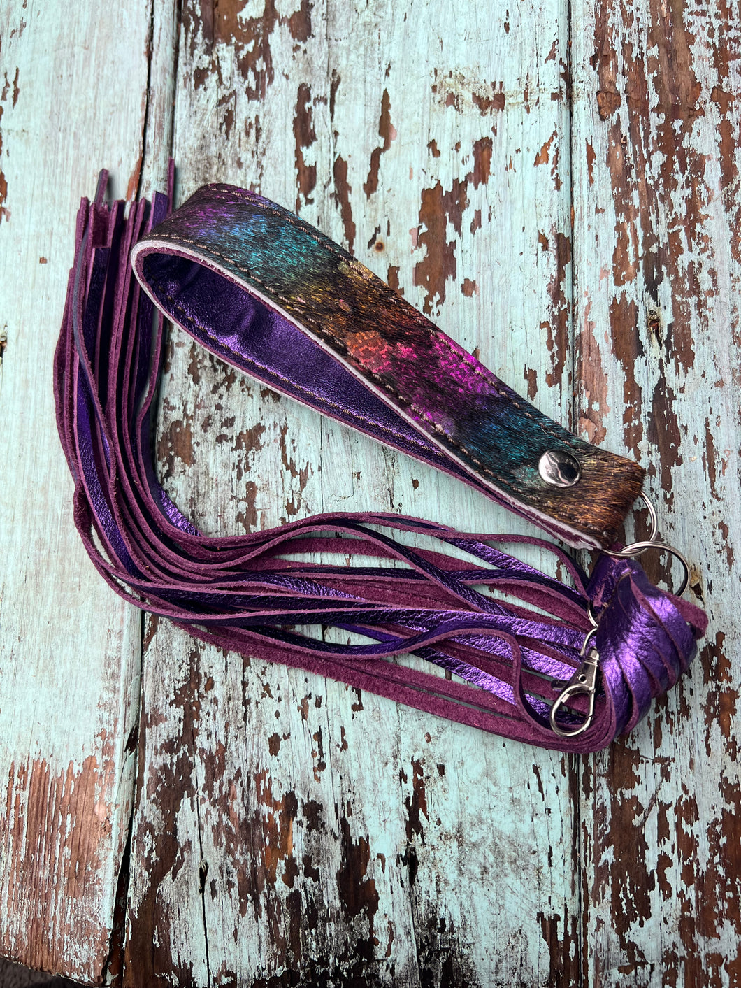 Purple Rainbow Cowgirl keychain