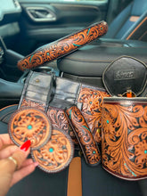 Load image into Gallery viewer, Blue Sky Country Tooled Leather Car Accessories Bundle 15” Standard
