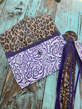 Load image into Gallery viewer, Lainey Wristlet Purple and Leopard
