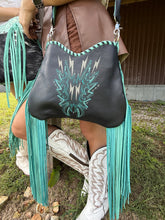 Load image into Gallery viewer, Turquoise Lighting Bolt Boot Stitch Small Juney

