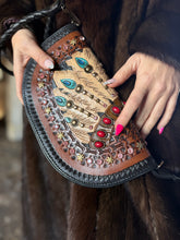 Load image into Gallery viewer, Feather Burst Tooled Convertible Clutch
