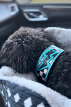 Load image into Gallery viewer, Tooled Dog Collar-Turq Lighting Bolt

