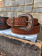Load image into Gallery viewer, Fine Basketweave Tooled Belt
