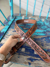 Load image into Gallery viewer, Leopard Floral Tooled Belt
