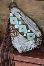 Load image into Gallery viewer, Turquoise Navajo and Leopard Sling Body Bag
