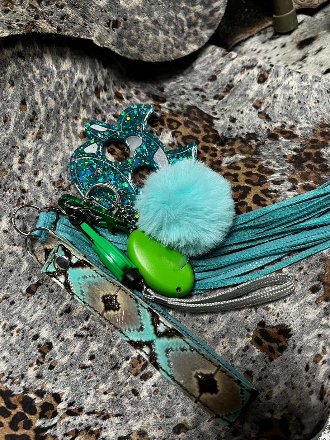 Turquoise Cowgirl Safety Keychain
