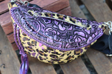 Load image into Gallery viewer, Metallic Purple and Leopard Bum Bag
