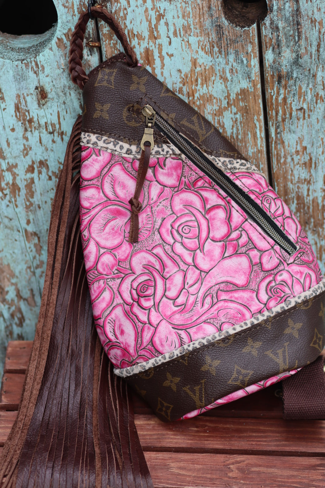 Pink Roses LV Sling Body Bag