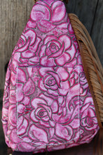 Load image into Gallery viewer, Pink Roses and LV Black Sling Body Bag
