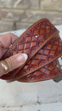 Load and play video in Gallery viewer, Bold Basketweave Tooled Belt
