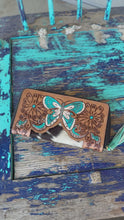 Load and play video in Gallery viewer, Butterfly Tooled Large Zippered Wallet
