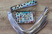 Load image into Gallery viewer, Rainbow Leopard Cardholder Wristlet with ID Slot
