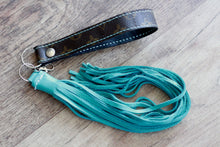 Load image into Gallery viewer, Repurposed LV with Turquoise Fringe Cowgirl Keychain
