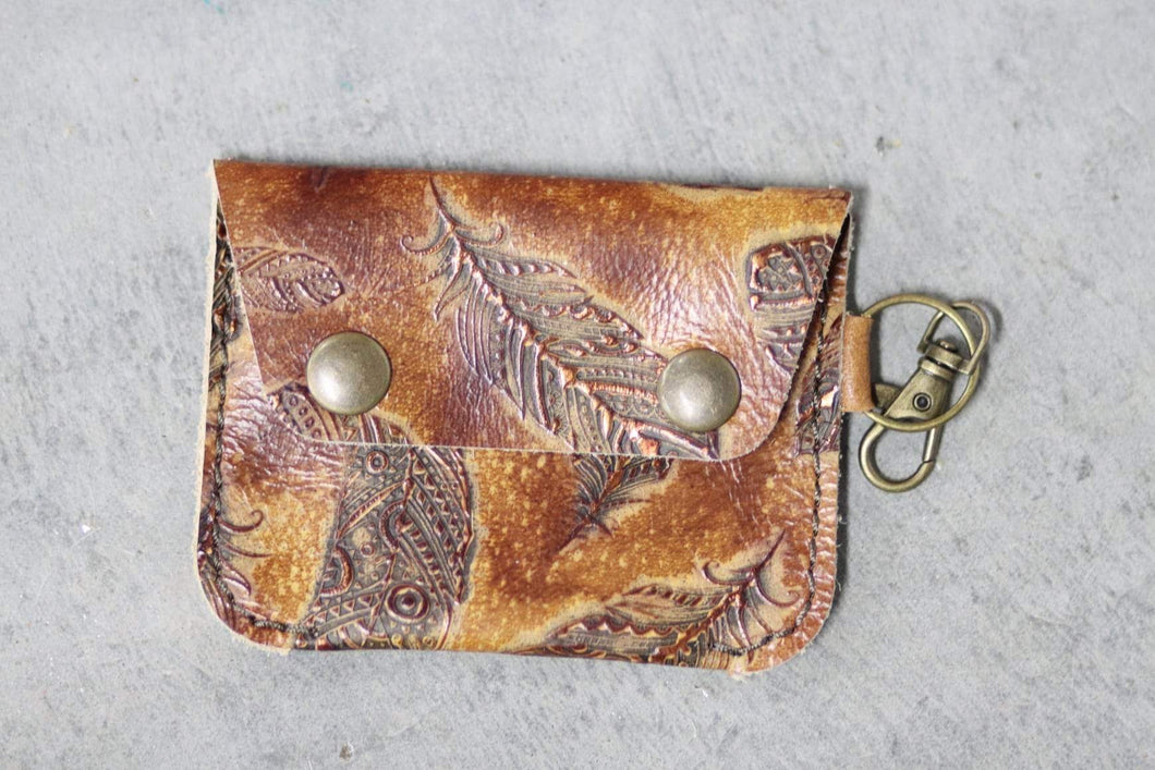 Copper Feathers Card Holder
