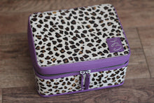 Load image into Gallery viewer, Purple Leopard  Double Decker Medium Jewelry Case
