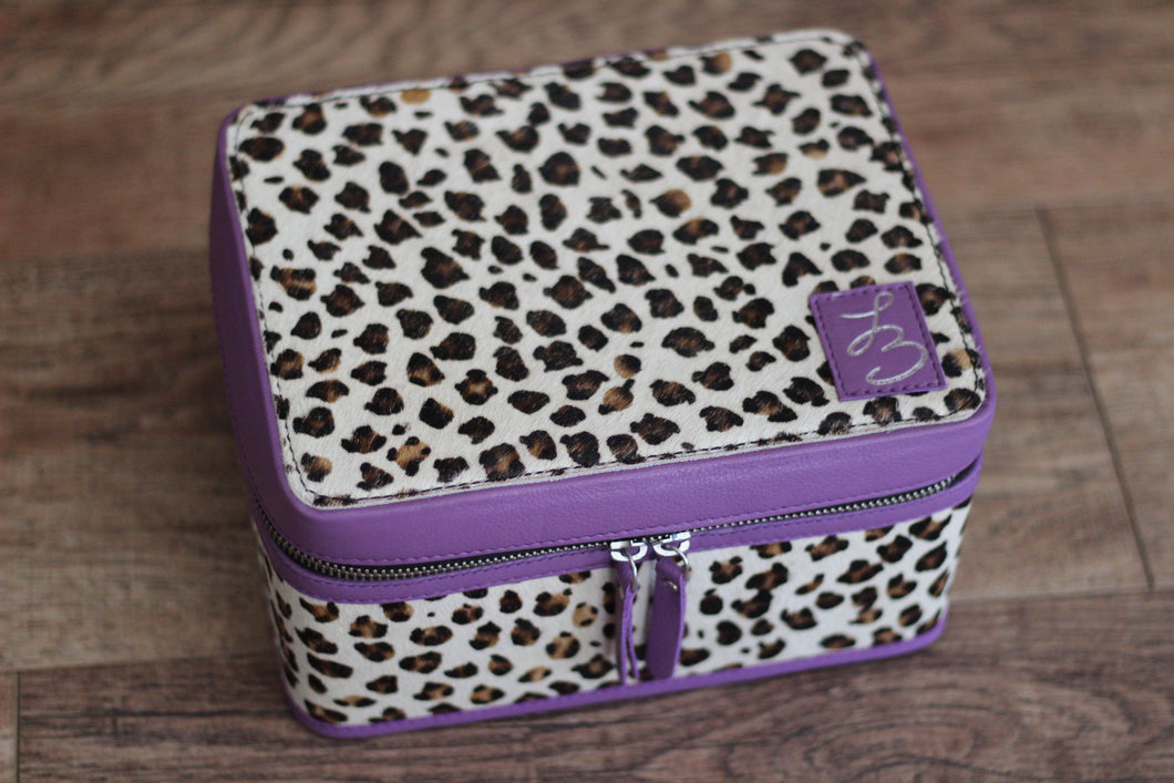 Purple Leopard  Double Decker Medium Jewelry Case
