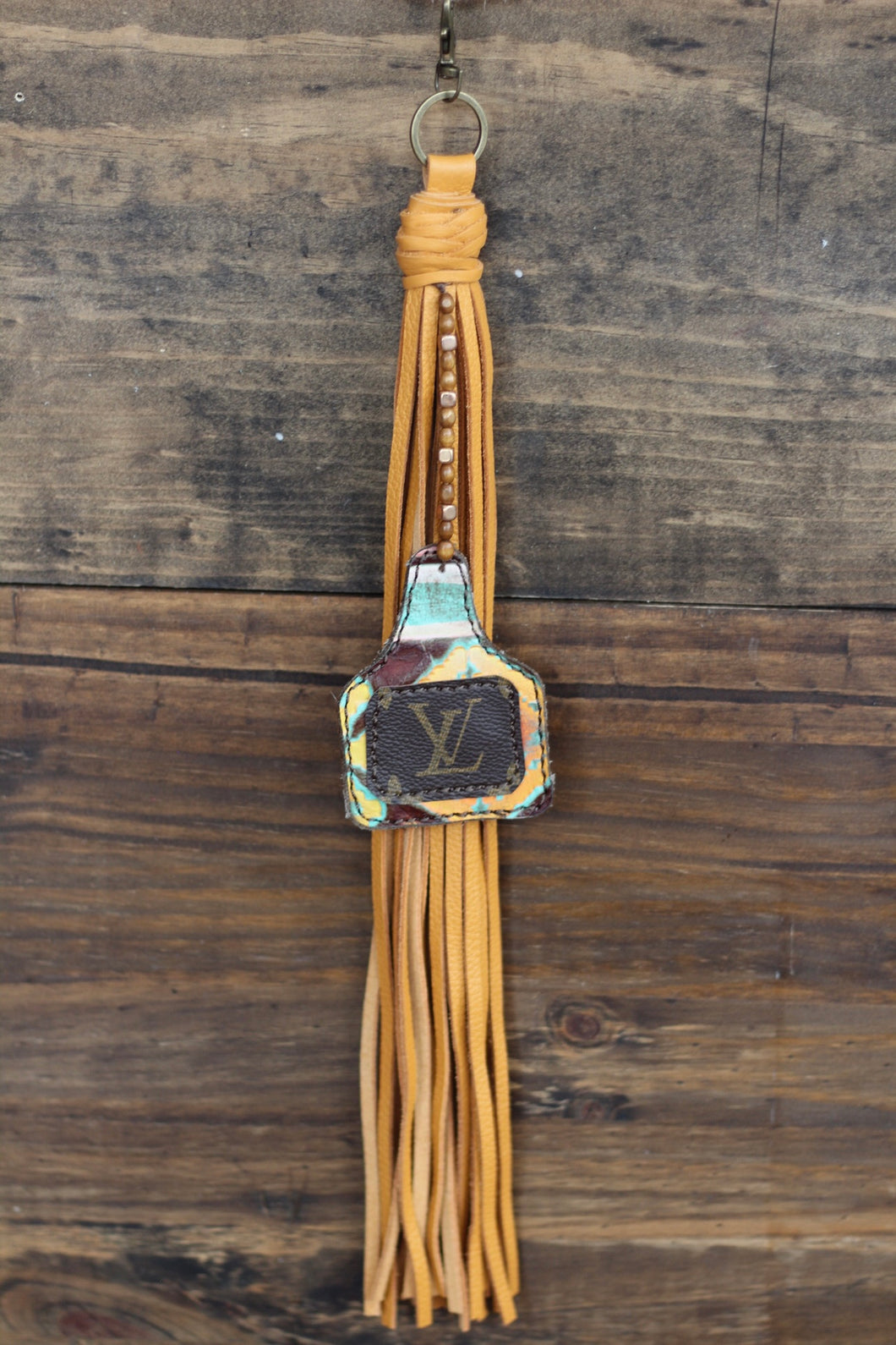Mustard and LV Tag Tassel Clip
