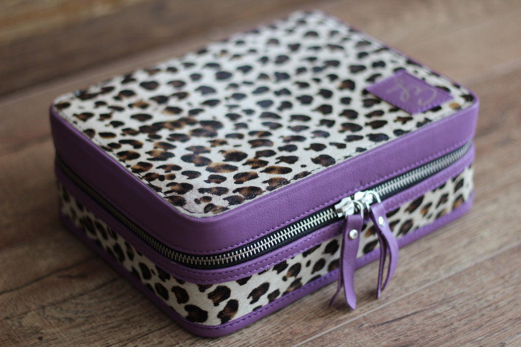 Purple leopard Medium Jewelry Case
