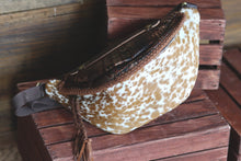 Load image into Gallery viewer, Speckled Cowhide and Brown Croc Bum Bag
