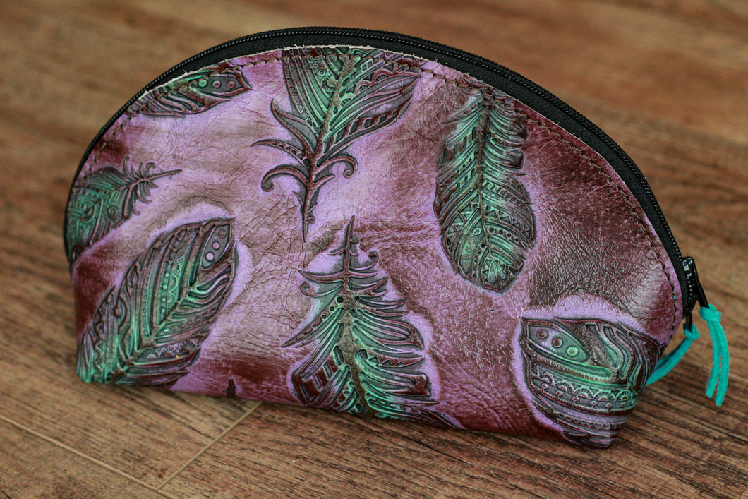 Purple Feathers Taco Cosmetic Bag