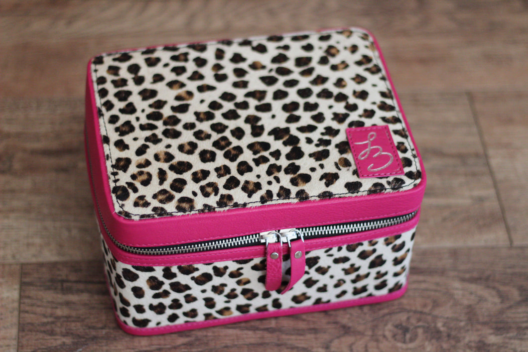 Pink leopard Double Decker Medium Jewelry Case