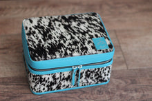 Load image into Gallery viewer, Blk/White Turquoise Double Decker Medium Jewelry Case
