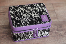 Load image into Gallery viewer, Blk/White Purple Double Decker Medium Jewelry Case
