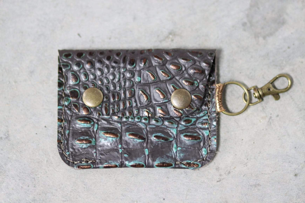Turquoise and copper croc Card Holder