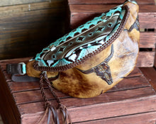 Load image into Gallery viewer, Sepia Longhorn and Turquoise Navajo Bum Bag
