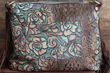 Load image into Gallery viewer, Turquoise Roses Croc and LV Repurposed Corner

