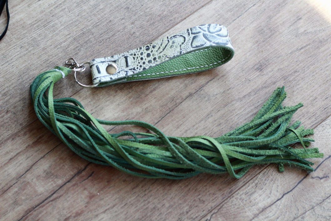 Green Roses and Fringe Cowgirl Keychain