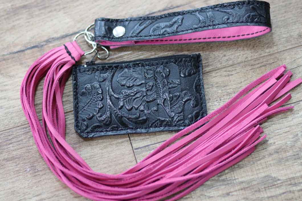 Pink and Black Cowboy Tool Cardholder Wristlet