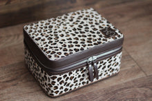 Load image into Gallery viewer, Brown Leopard Double Decker Medium Jewelry Case
