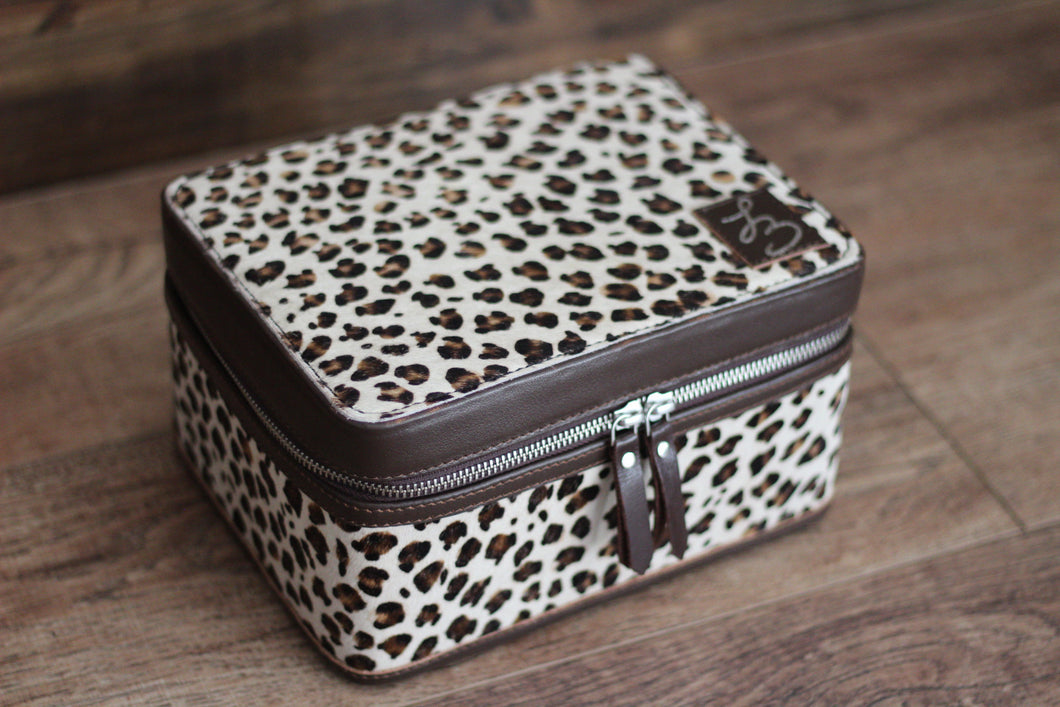 Brown Leopard Double Decker Medium Jewelry Case