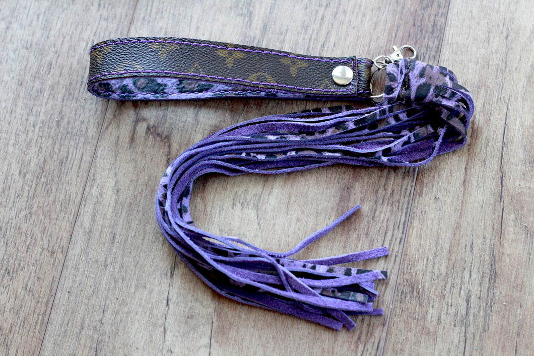 Repurposed LV with Purple Leopard Fringe Cowgirl Keychain – L3 Designs  Leather